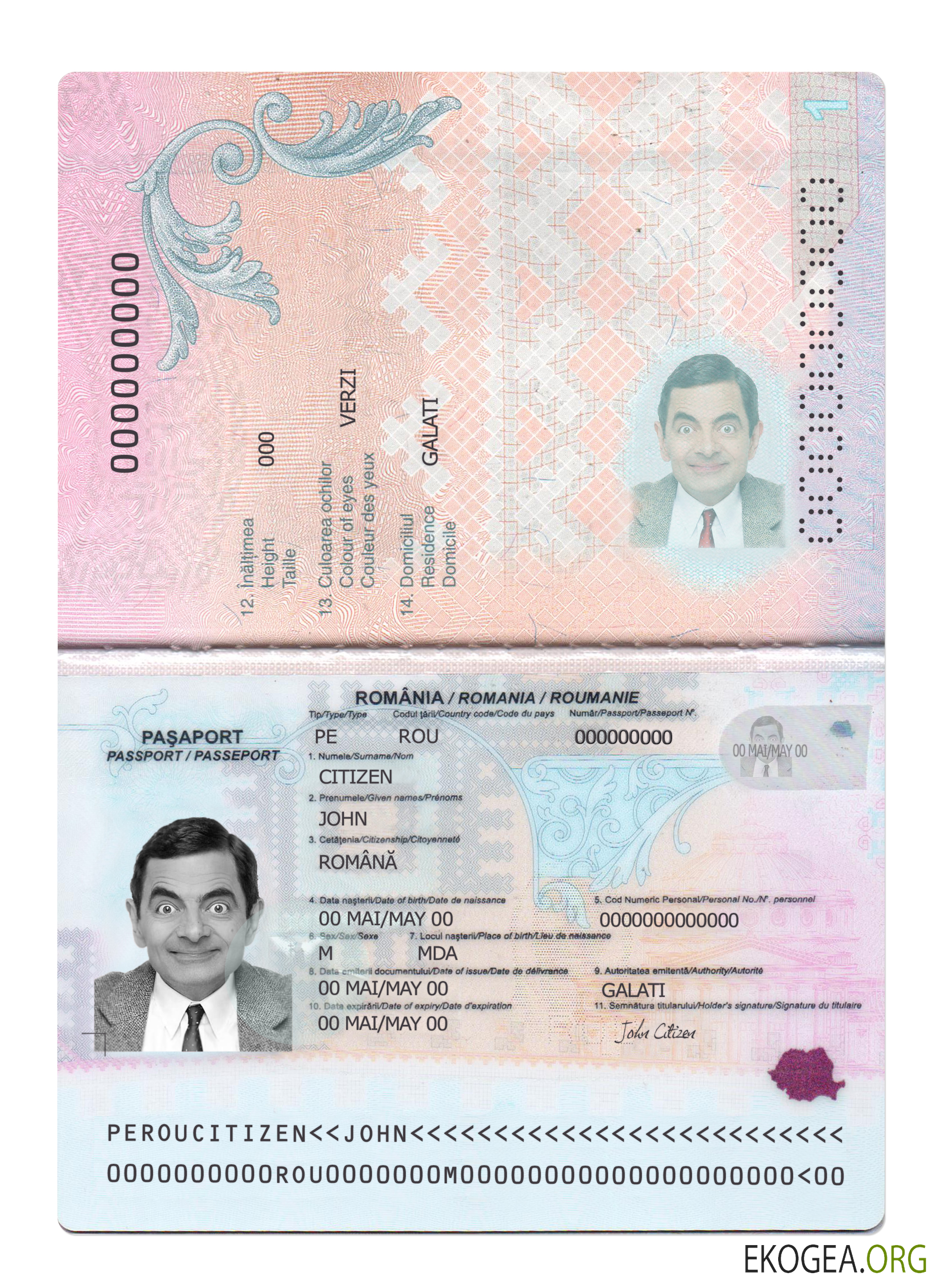 Passeport roumain 2021 présent